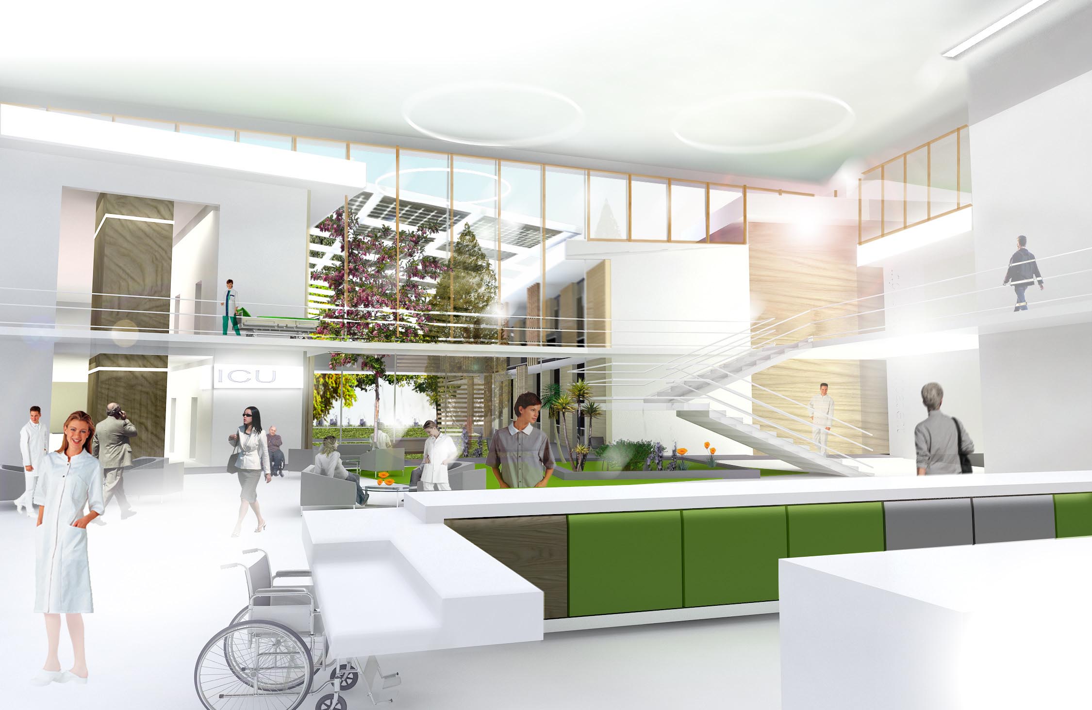 A concept rendering by TBL Architects, a finalist in Kaiser Permanente's  Small Hospital, Big Idea competition.